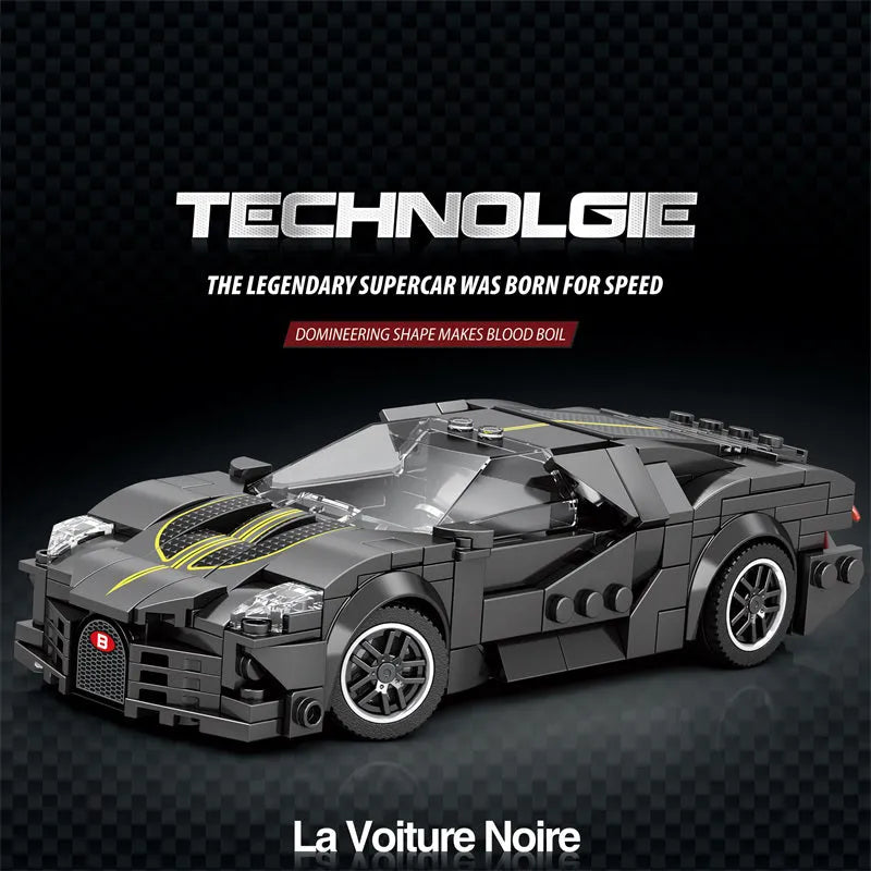 Building Blocks Tech MOC 685 Bugatti La Voiture Noire Racing Car Bricks Toy - 1