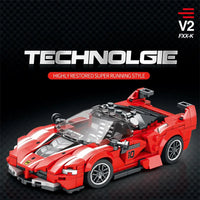 Thumbnail for Building Blocks Tech MOC 686 Ferrari FXX-K V2 Hyper Racing Car Bricks Toy - 1