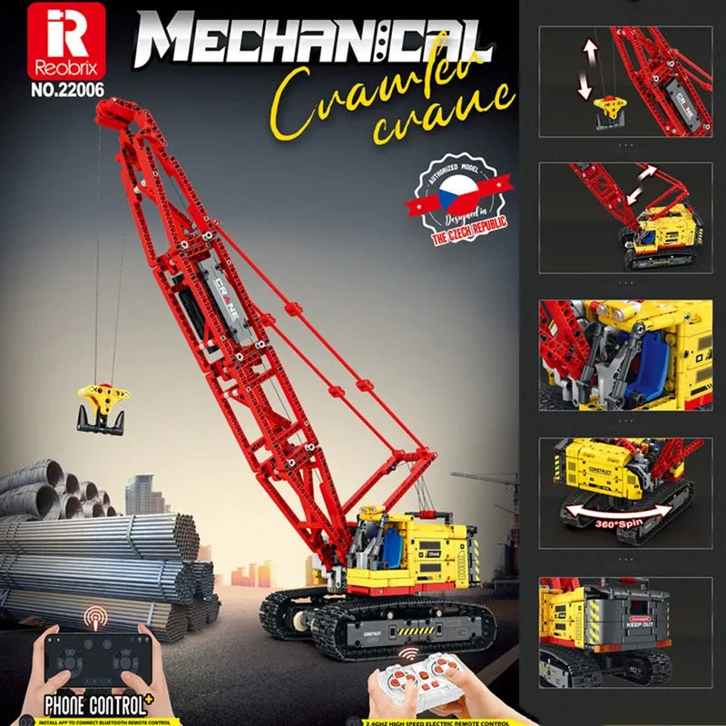 Building Blocks Tech MOC APP RC Motorized Crawler Crane Bricks Toy Construction Set Toys - 2