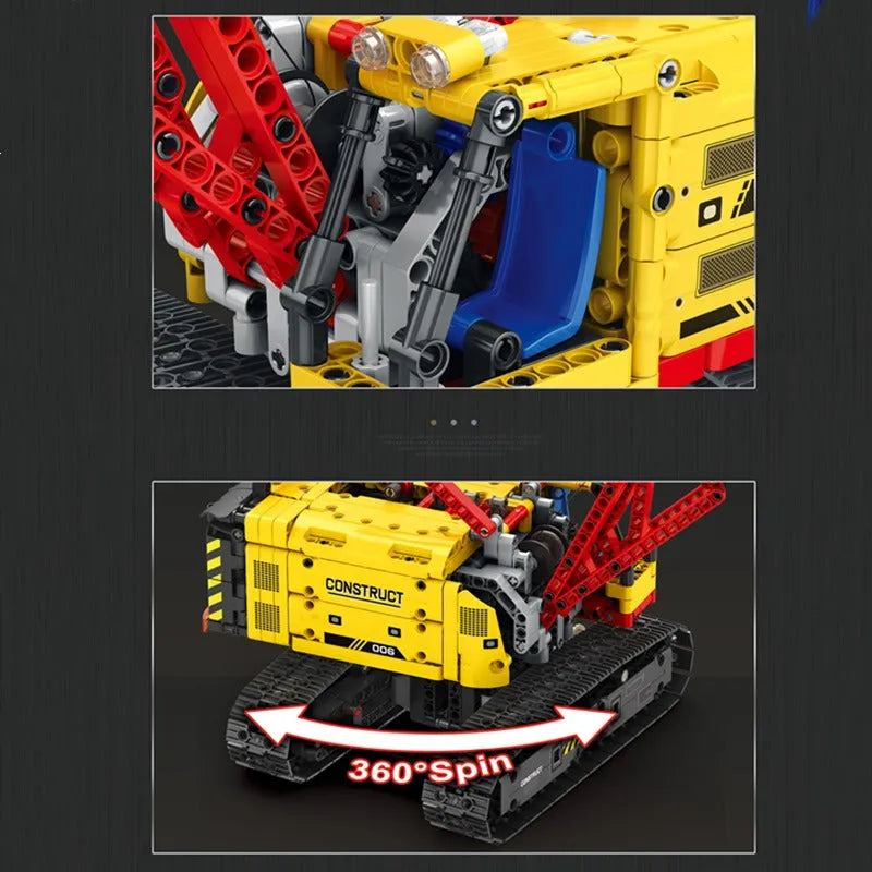 Building Blocks Tech MOC APP RC Motorized Crawler Crane Bricks Toy Construction Set Toys - 7