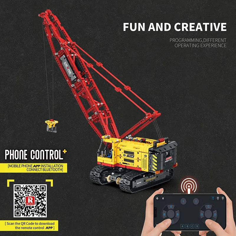 Building Blocks Tech MOC APP RC Motorized Crawler Crane Bricks Toy Construction Set Toys - 8