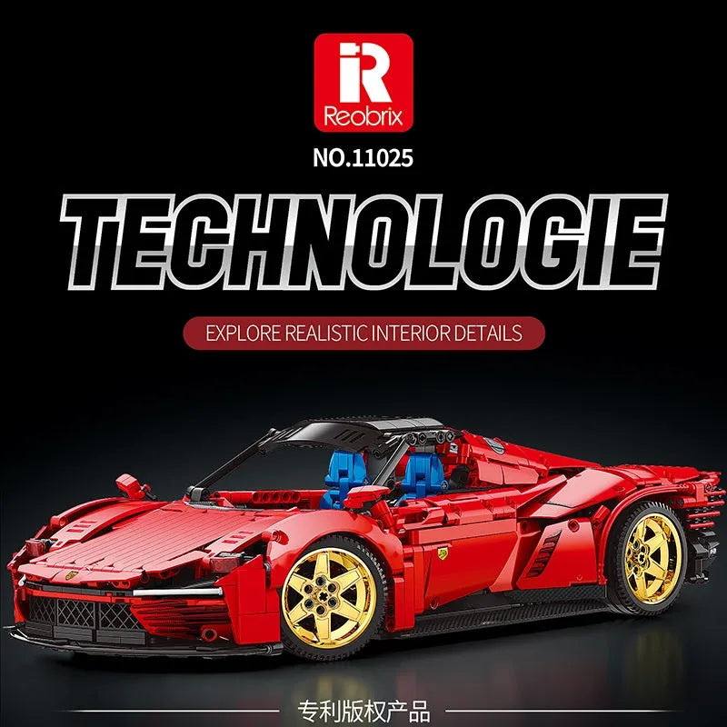 Building Blocks Tech MOC Ferrari Daytona SP3 11025 Hyper Racing Car Bricks Toy - 2