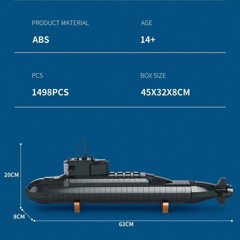 Building Blocks Tech MOC Military Strategic Nuclear Submarine Warship Bricks Toy - 3