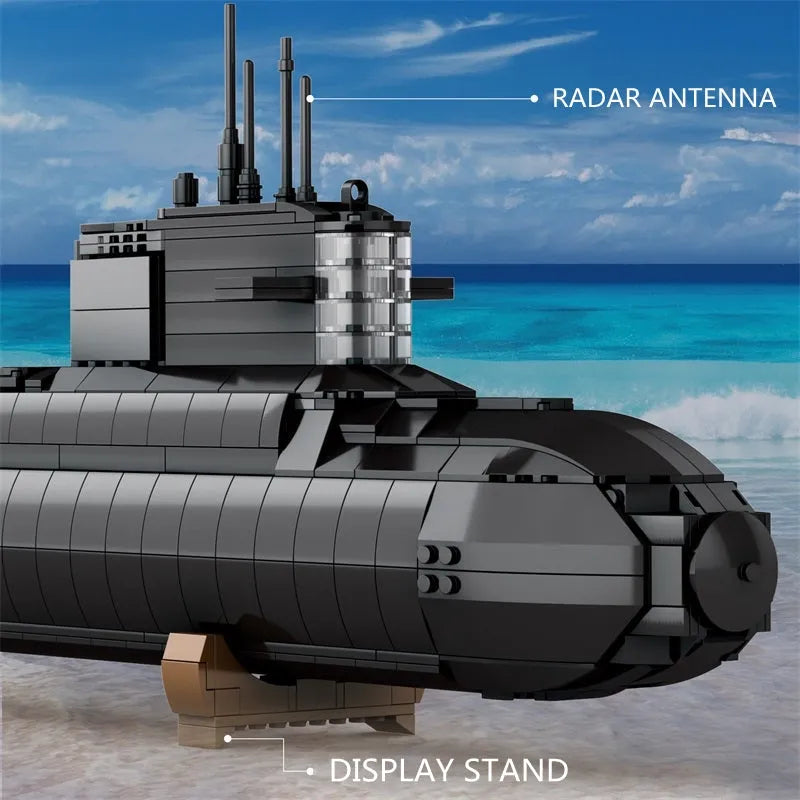 Building Blocks Tech MOC Military Strategic Nuclear Submarine Warship Bricks Toy - 10