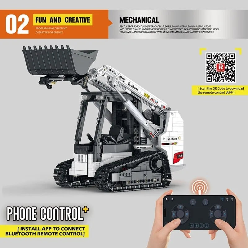 Tech MOC RC Motorized Bobcat Loader Bricks Toy