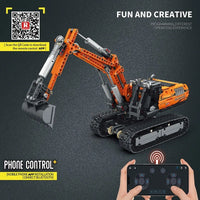 Thumbnail for Building Blocks Tech MOC RC Motorized Excavator Truck Bricks Toys - 6