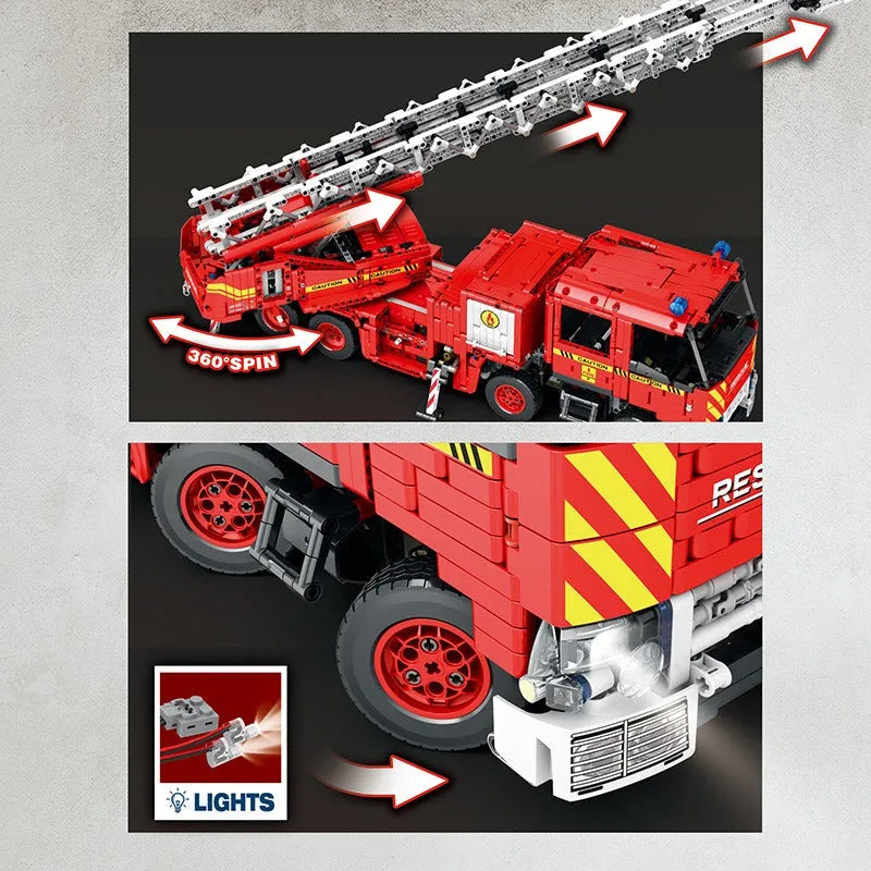 Building Blocks Tech MOC RC Motorized Fire Rescue Truck Bricks Toy - 10