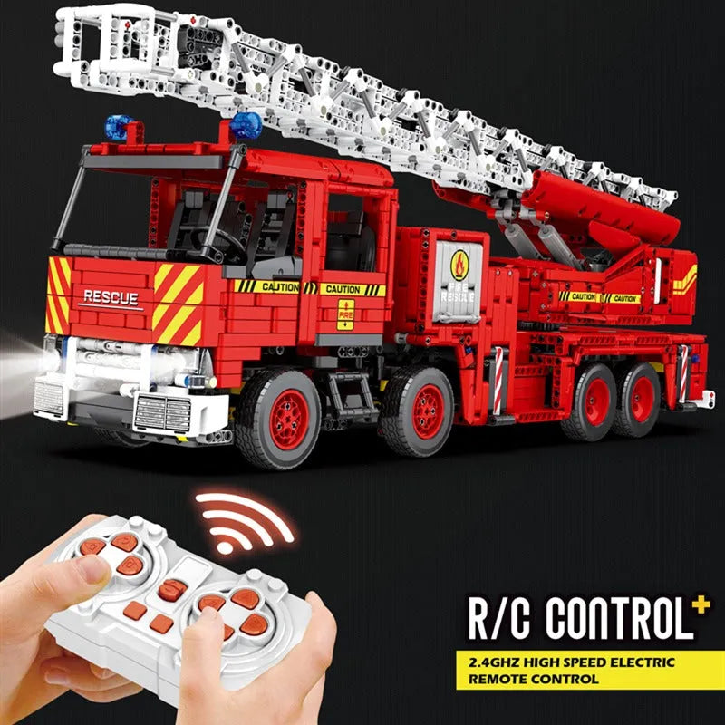 Building Blocks Tech MOC RC Motorized Fire Rescue Truck Bricks Toy - 6