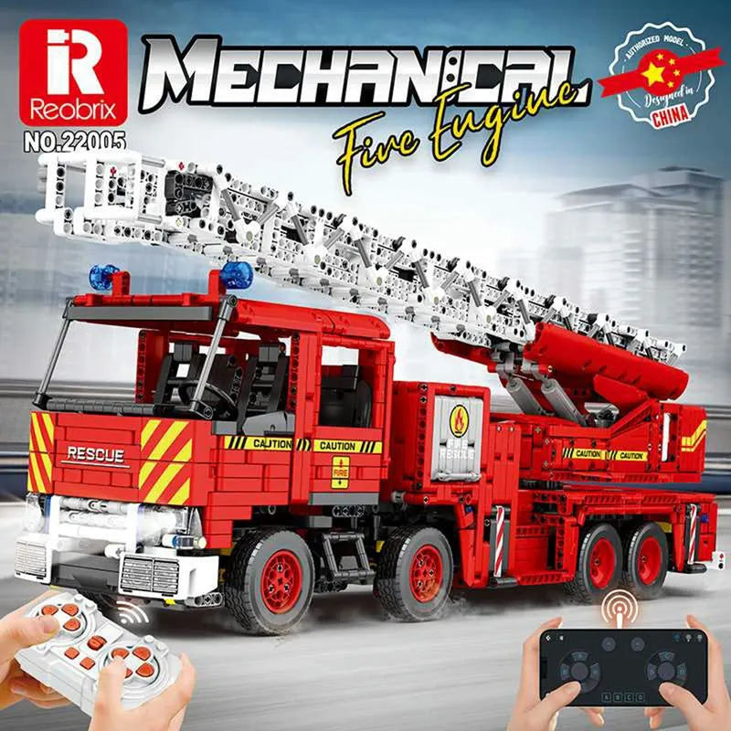Building Blocks Tech MOC RC Motorized Fire Rescue Truck Bricks Toy - 2