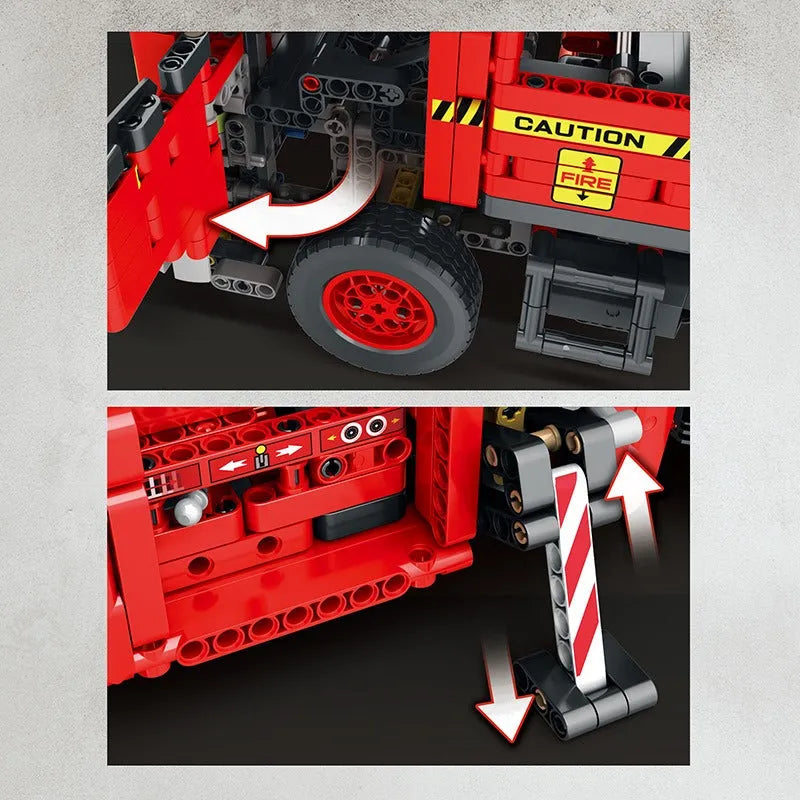 Building Blocks Tech MOC RC Motorized Fire Rescue Truck Bricks Toy - 9