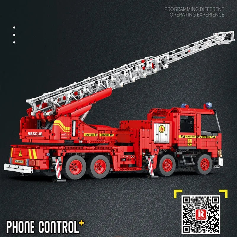 Building Blocks Tech MOC RC Motorized Fire Rescue Truck Bricks Toy - 5