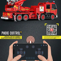 Thumbnail for Building Blocks Tech MOC RC Motorized Fire Rescue Truck Bricks Toy - 7
