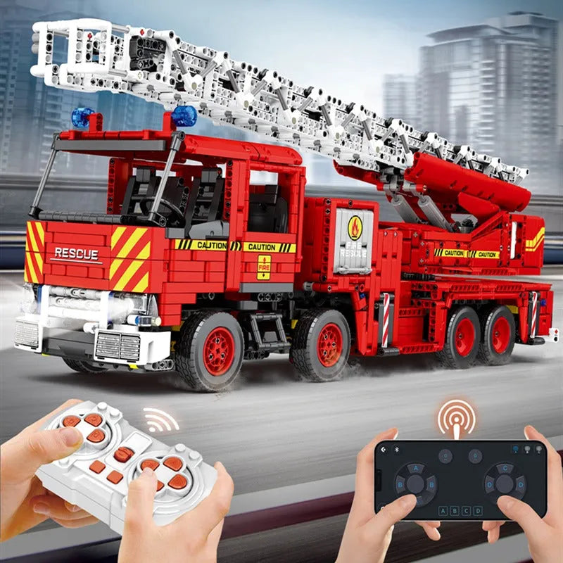 Building Blocks Tech MOC RC Motorized Fire Rescue Truck Bricks Toy - 4