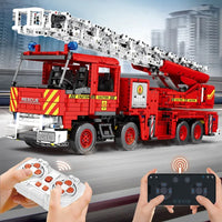 Thumbnail for Building Blocks Tech MOC RC Motorized Fire Rescue Truck Bricks Toy - 4