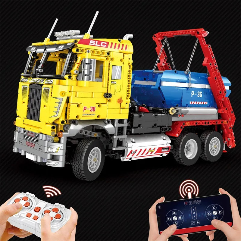 Building Blocks Technical MOC 22016 RC APP Skip Loading Truck Bricks Toys Construction Set Toys - 3