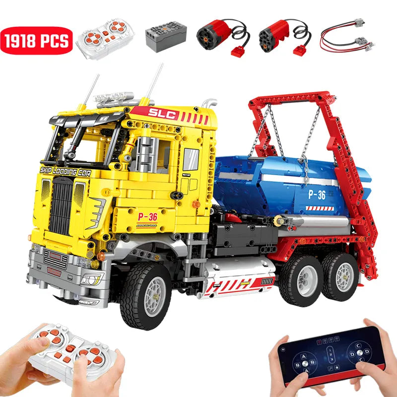 Building Blocks Technical MOC 22016 RC APP Skip Loading Truck Bricks Toys Construction Set Toys - 1