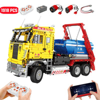 Thumbnail for Building Blocks Technical MOC 22016 RC APP Skip Loading Truck Bricks Toys Construction Set Toys - 1