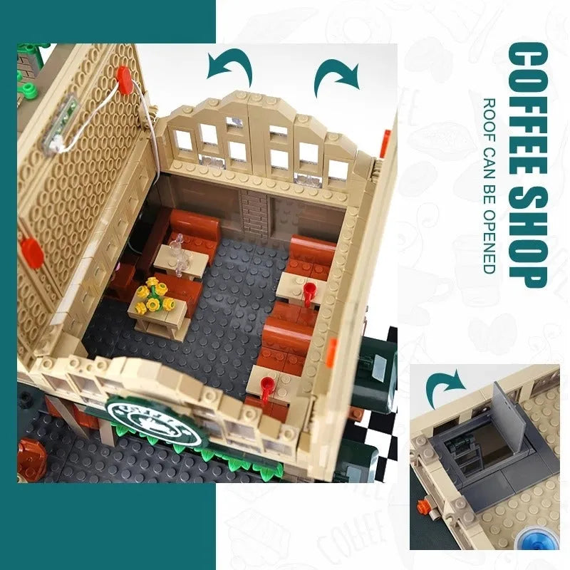 Building Blocks Creator Expert City MOC Luxury Coffee Shop Bricks Toy - 10