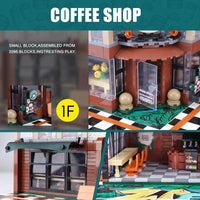 Thumbnail for Building Blocks Creator Expert City MOC Luxury Coffee Shop Bricks Toy - 11