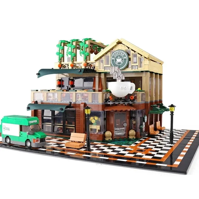 Building Blocks Creator Expert City MOC Luxury Coffee Shop Bricks Toy - 1
