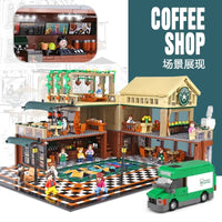 Thumbnail for Building Blocks Creator Expert City MOC Luxury Coffee Shop Bricks Toy - 2