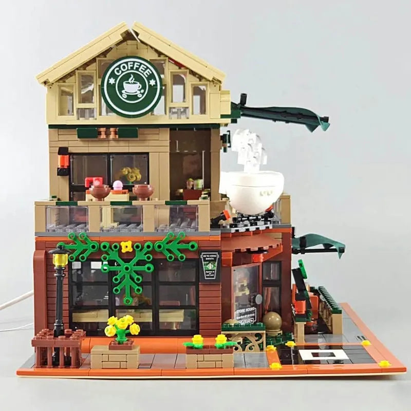Building Blocks Creator Expert City MOC Luxury Coffee Shop Bricks Toy - 9