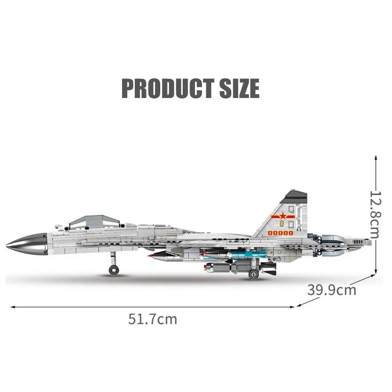Building Blocks Creator Expert MOC Military Aircraft J-11B Fighter Jet Bricks Toy - 6