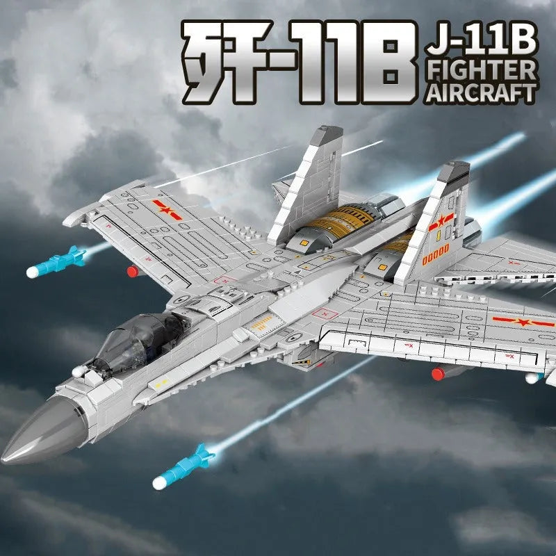 Building Blocks Creator Expert MOC Military Aircraft J-11B Fighter Jet Bricks Toy - 2