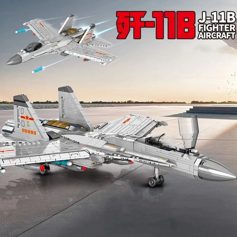 Building Blocks Creator Expert MOC Military Aircraft J-11B Fighter Jet Bricks Toy - 3