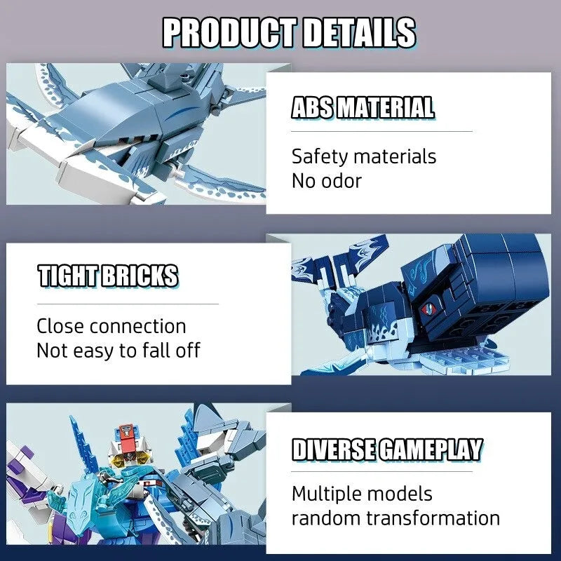 Building Blocks Deep Sea Transforming Mecha Hunter Robot Bricks Toys Construction Set Toys - 4