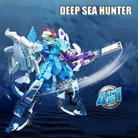 Thumbnail for Building Blocks Deep Sea Transforming Mecha Hunter Robot Bricks Toys - 2