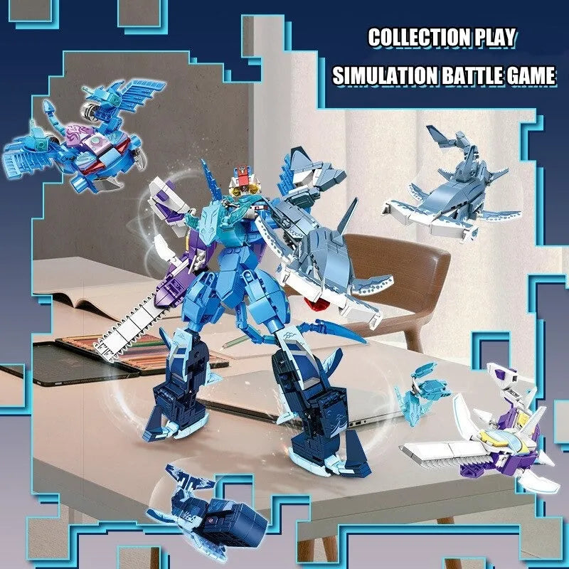 Building Blocks Deep Sea Transforming Mecha Hunter Robot Bricks Toys Construction Set Toys - 5