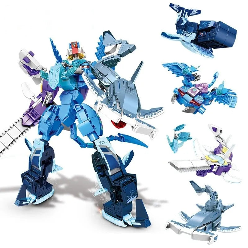 Building Blocks Deep Sea Transforming Mecha Hunter Robot Bricks Toys Construction Set Toys - 1