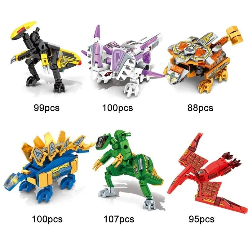Building Blocks Mech Dinosaur Transformation Robot Bricks Kids Toys - 1