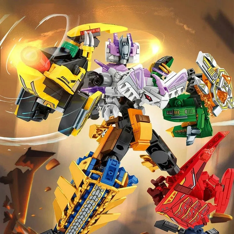 Building Blocks Mech Dinosaur Transformation Robot Bricks Kids Toys Construction Set Toys - 7