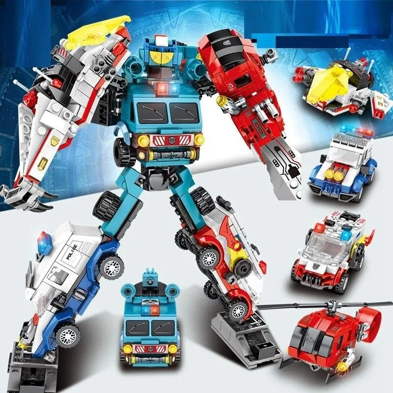 Building Blocks Mecha Car Transformation City Robot Warrior Bricks Toys - 5