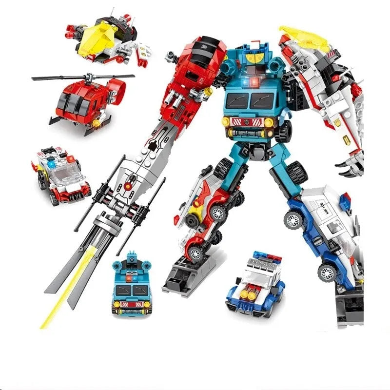 Building Blocks Mecha Car Transformation City Robot Warrior Bricks Toys - 1