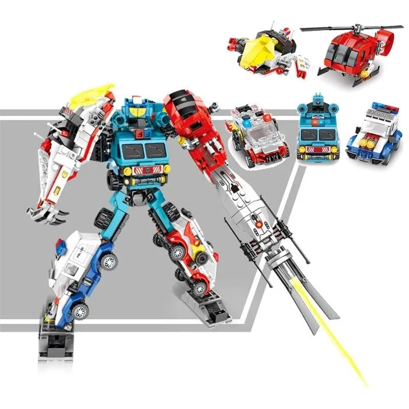 Building Blocks Mecha Car Transformation City Robot Warrior Bricks Toys - 2