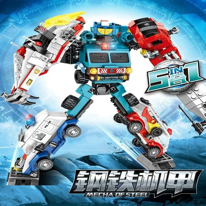 Building Blocks Mecha Car Transformation City Robot Warrior Bricks Toys - 4