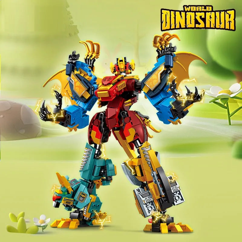 Building Blocks Mecha Deformation Dinosaur Transformation Bricks Toys Construction Set Toys - 3