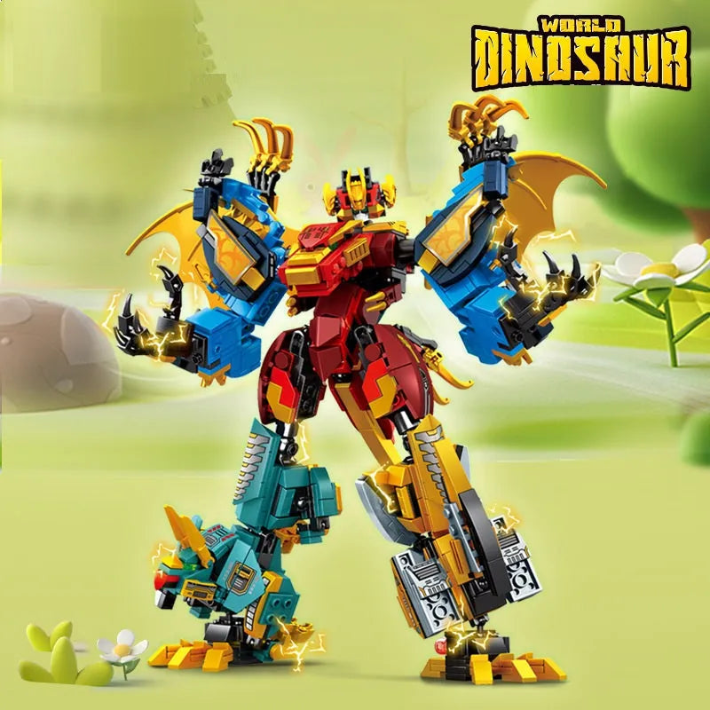 Building Blocks Mecha Deformation Dinosaur Transformation Bricks Toys - 3