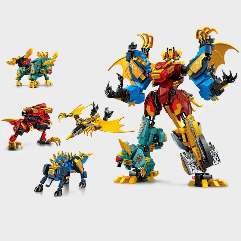 Building Blocks Mecha Deformation Dinosaur Transformation Bricks Toys - 2