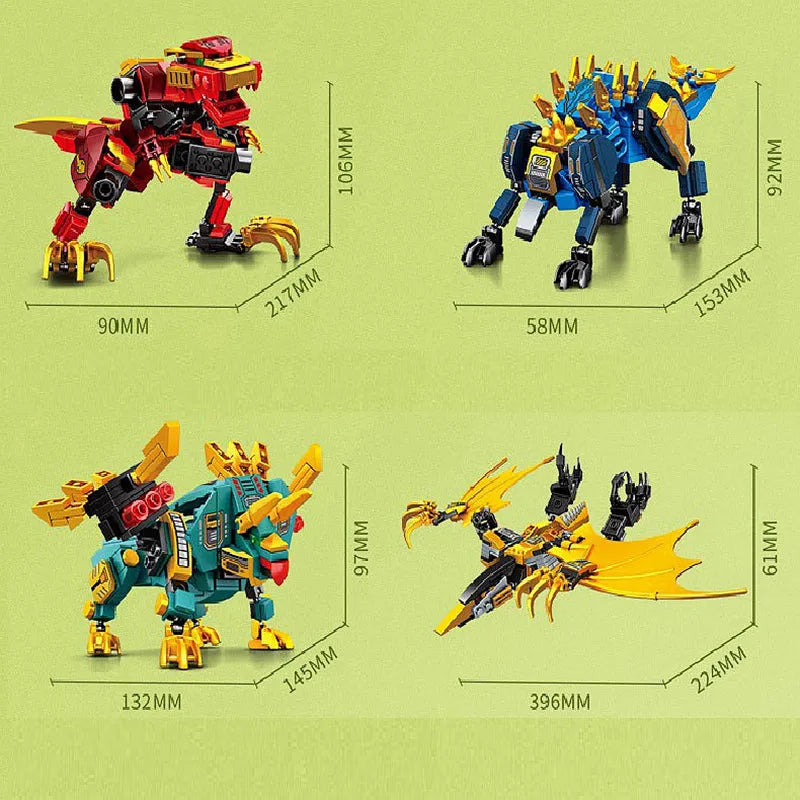 Building Blocks Mecha Deformation Dinosaur Transformation Bricks Toys Construction Set Toys - 6