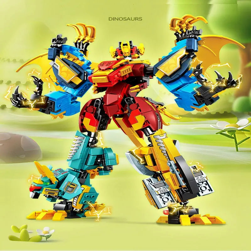 Building Blocks Mecha Deformation Dinosaur Transformation Bricks Toys - 4