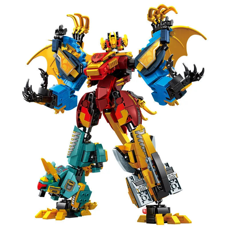 Building Blocks Mecha Deformation Dinosaur Transformation Bricks Toys - 1