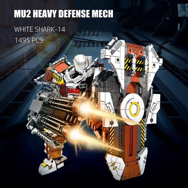 Building Blocks Mecha MU2 Heavy Defense White Shark Robot Bricks Toy - 4