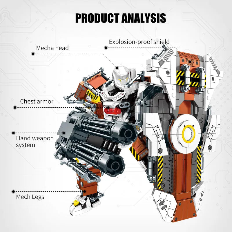 Building Blocks Mecha MU2 Heavy Defense White Shark Robot Bricks Toy Construction Set Toys - 3
