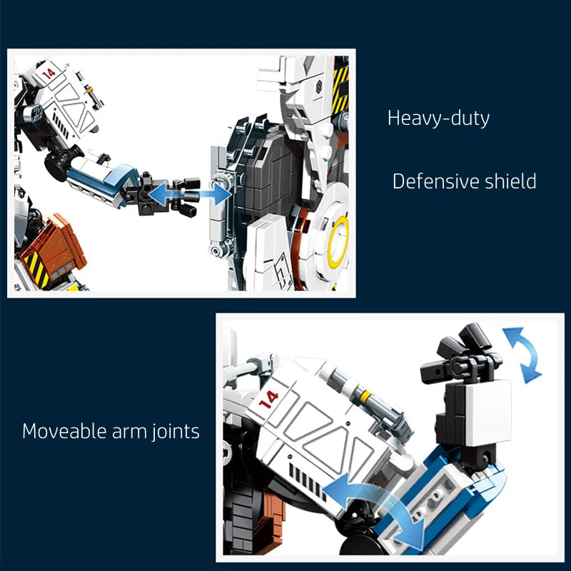 Building Blocks Mecha MU2 Heavy Defense White Shark Robot Bricks Toy - 8