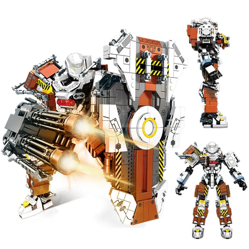 Building Blocks Mecha MU2 Heavy Defense White Shark Robot Bricks Toy - 1