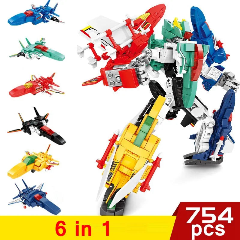 Building Blocks Mecha Transformation Planes Robot Fighter Bricks Toy - 1